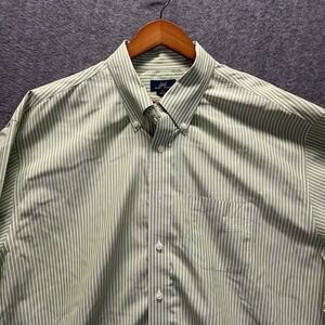 Brooks Brothers Dress Shirt 346 Non Iron Green Striped Long Sleeve Mens 2XL